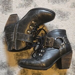 Harley Davidson Grey Ashland Booties Sz 6.5 Excellent Condition